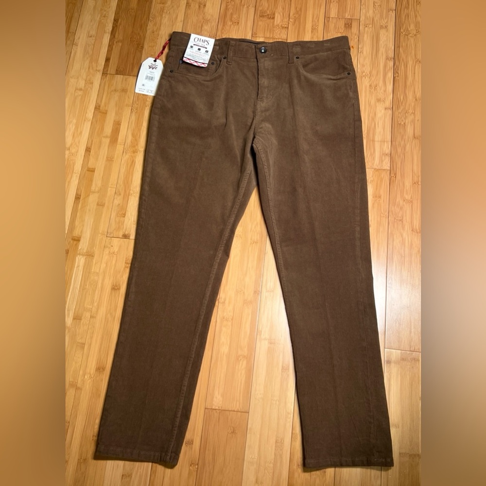 Chaps Men's Slim Straight 5-Pocket Minimalist Toffee Corduroy Pants|Size:36x32